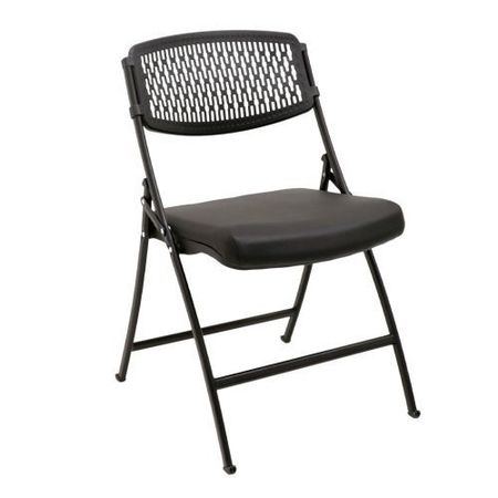 MITYLITE Upholstered Folding Chair, Vinyl Seat, Black FLEXONE FX